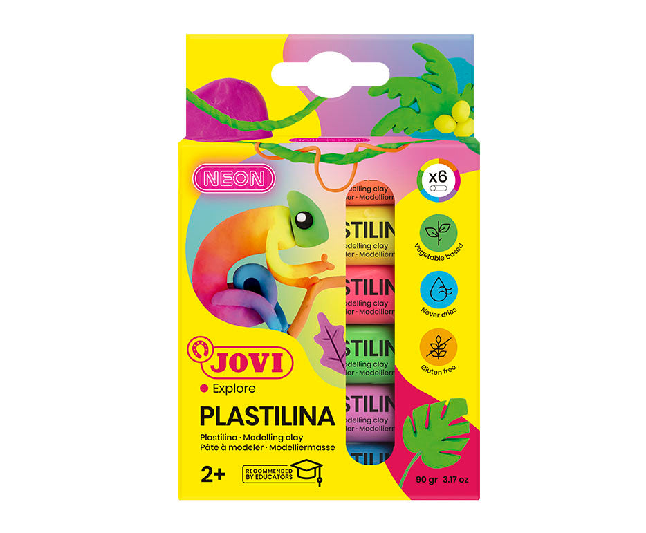 Plasticine JOVI, 15 g, 6 neon colors