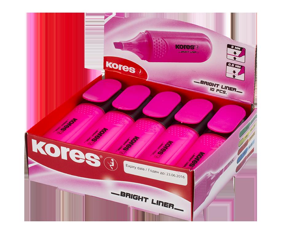 Text marker KORES BRIGHT LINER, pink
