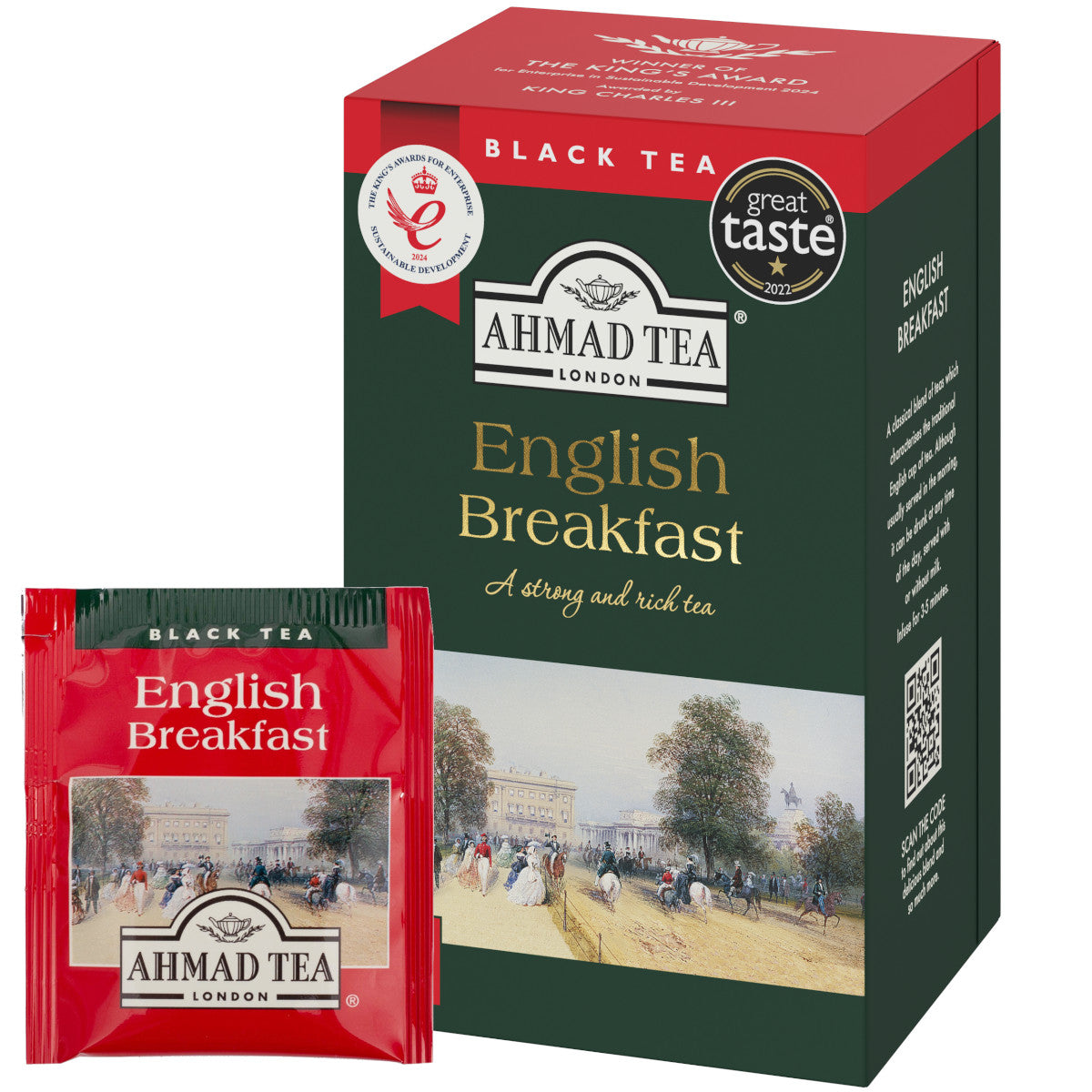 Arbata AHMAD ALU ENGLISH BREAKFAST, folijos vokeliuose (20 vnt. x 2 g)