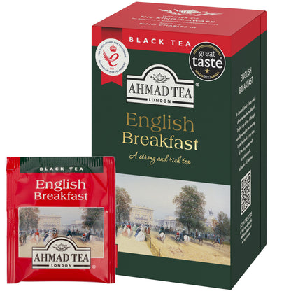 Arbata AHMAD ALU ENGLISH BREAKFAST, folijos vokeliuose (20 vnt. x 2 g)