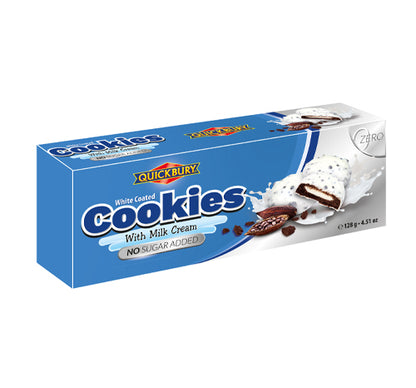 Biscuits in a white chocolate shell with milk filling, no added sugar, 128g