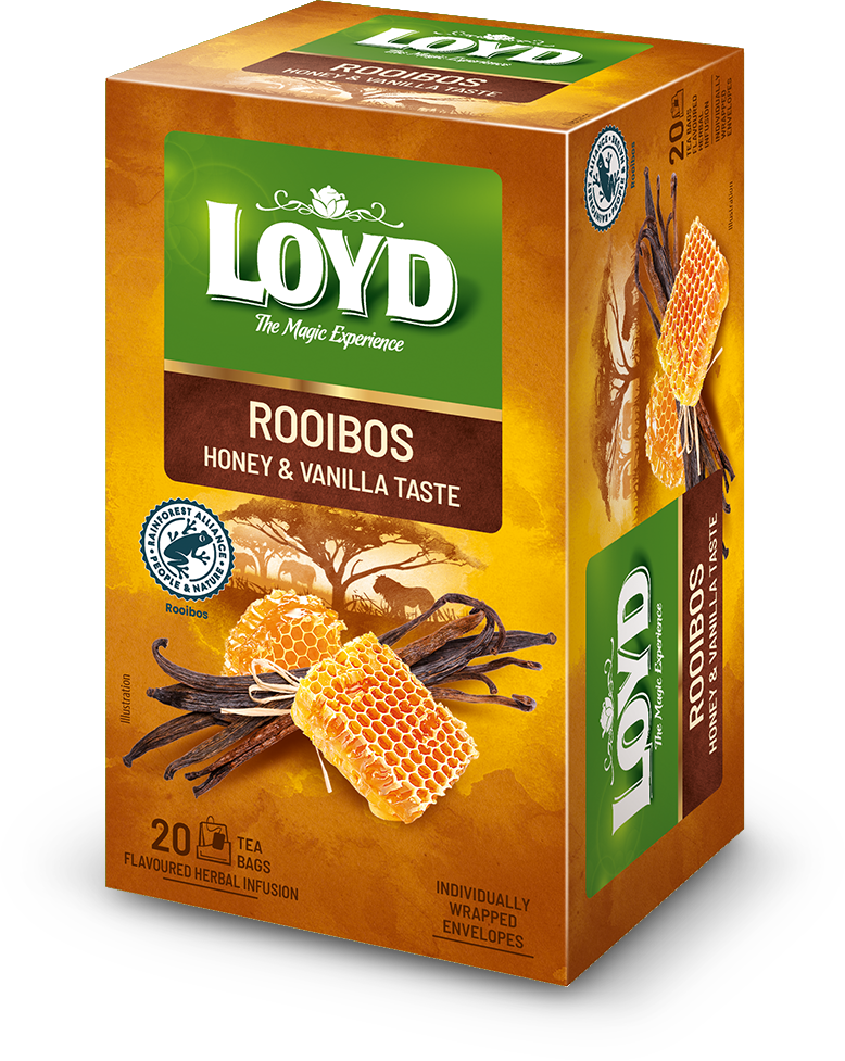 Aromatizuota raudonoji arbata LOYD, medaus ir vanilės skonio, 20 x 2g