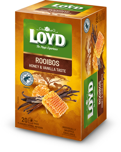 Aromatizuota raudonoji arbata LOYD, medaus ir vanilės skonio, 20 x 2g