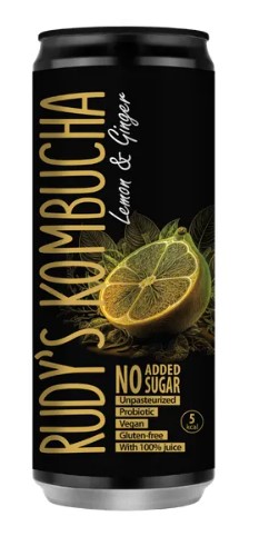 Gaivusis arbatos gėrimas RUDY'S Kombucha, citrinų ir imbierų skonio, 0,33 l, skardinė