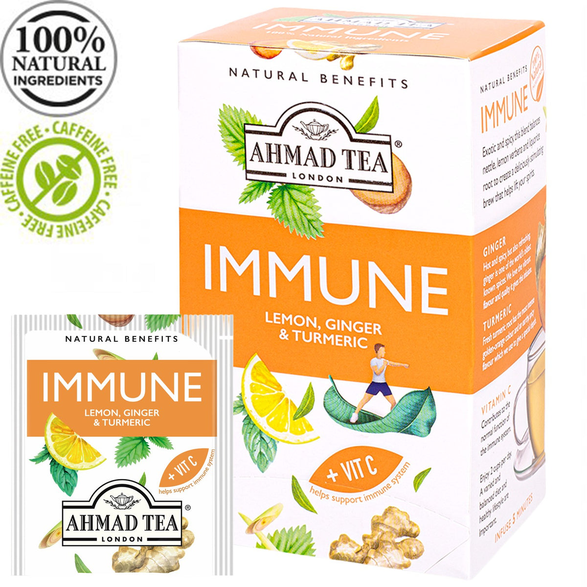 Ahmad Tea Natūrali arbata ''Immune'', vokeliuose su siūlu, 20 vnt.