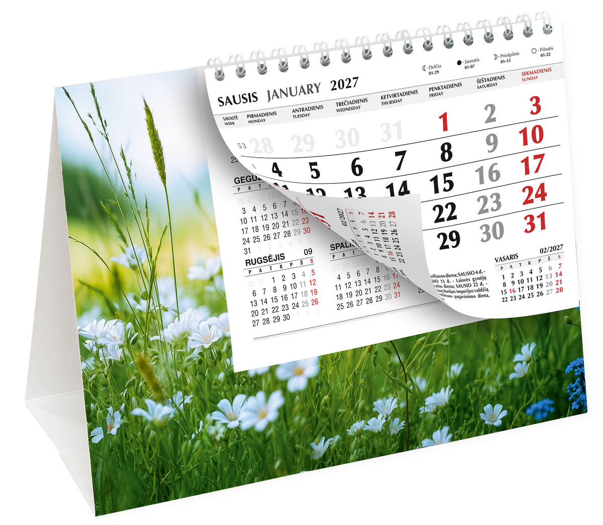 Triangular desk calendar SNOWFLAKE, 2026