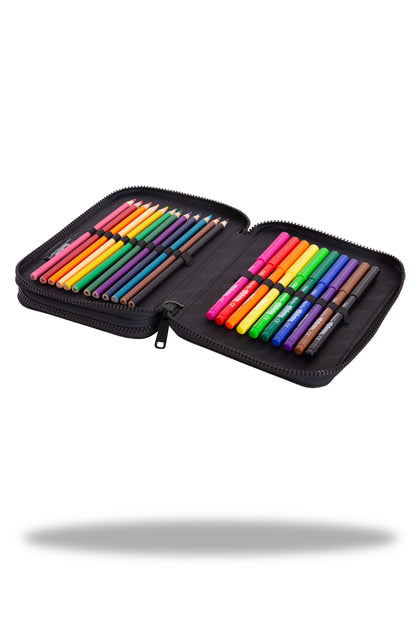 Shaped two-compartment pencil case with accessories CoolPack Jumper XL French Bulldogs