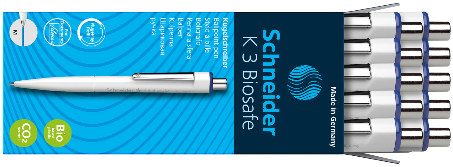 SCHNEIDER K3 BIOSAFE automatic ballpoint pen, 0.7 mm.