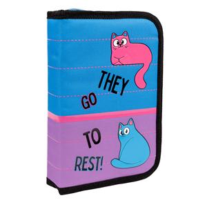 Shaped pencil case with two flaps 1Veresnya HP-04 Pink and Blue