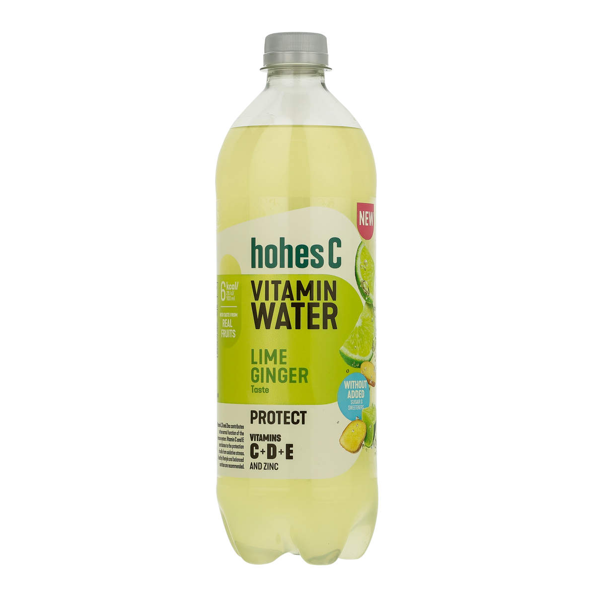 Gazuotas vanduo, HOHES C, laimų ir imbiero skonio, su C+D+E+Zn, 0,75 l