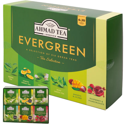 Green tea AHMAD EVERGREEN SELECTION, 60 tea bags per package.