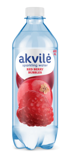 Table water AKVILĖ with red berries, carbonated, 0.6 l