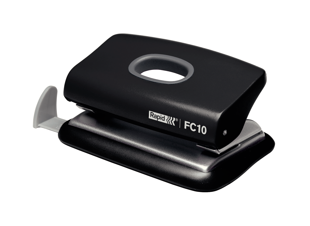 Hole punch RAPID FC10, 2 holes, 10 sheets, black