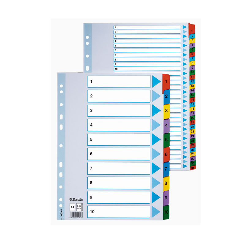 Cardboard colored dividers ESSELTE, 1-31, A4