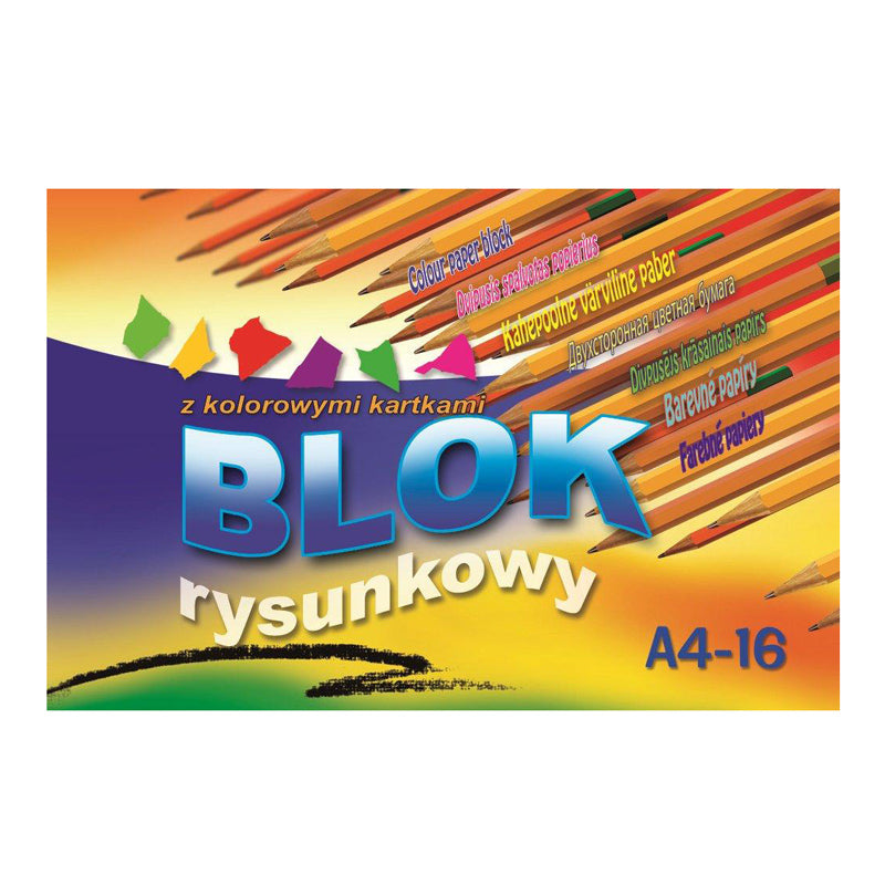 Colored paper KRESKA A4, 80 g/m2, double-sided, 16 sheets (8 colors x2)