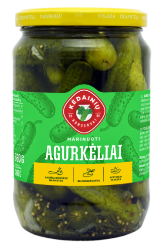 Marinuoti agurkėliai KĖDAINIŲ, 0,72/660/360 g