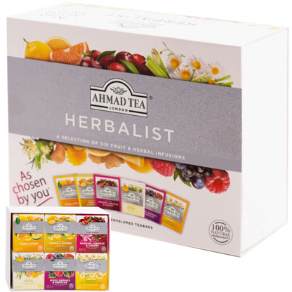 Vaisinės ir žolelių arbatos rinkinys AHMAD HERBALIST, 60 arbatos pakelių folijos vokeliuose