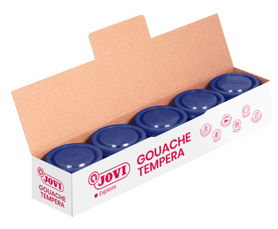 Gouache JOVI Scholar, 5 pcs. 35ml each, dark blue color.