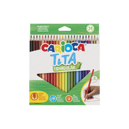 Spalvoti pieštukai CARIOCA TITA, tribriauniai, 24 spalvos