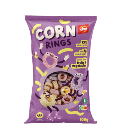 Kukurūzų užkandis OHO, Corn rings, 100 g