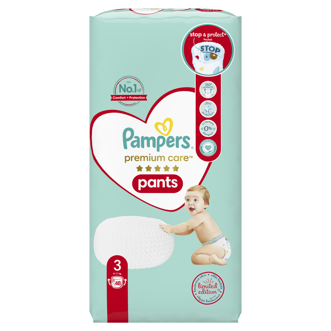 Sauskelnės PAMPERS Premium Pants, Value Pack,3 dydis, 48 vnt.