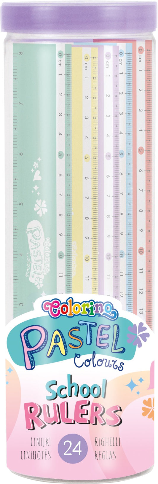 Ruler COLORINO Pastel, 20 cm, plastic, pastel colors