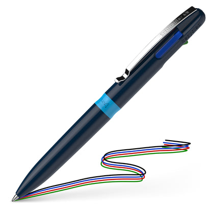 Ballpoint pen SCHNEIDER Take 4, dark blue barrel, 4 colors