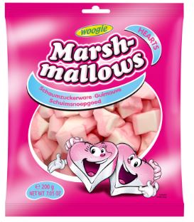Marshmallows WOOGIE, hearts, 200g