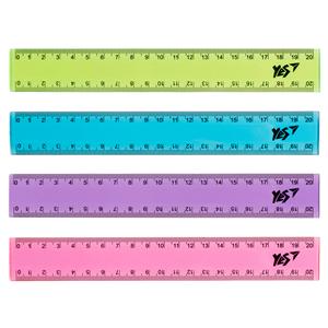 Ruler YES 20 cm, colored, transparent