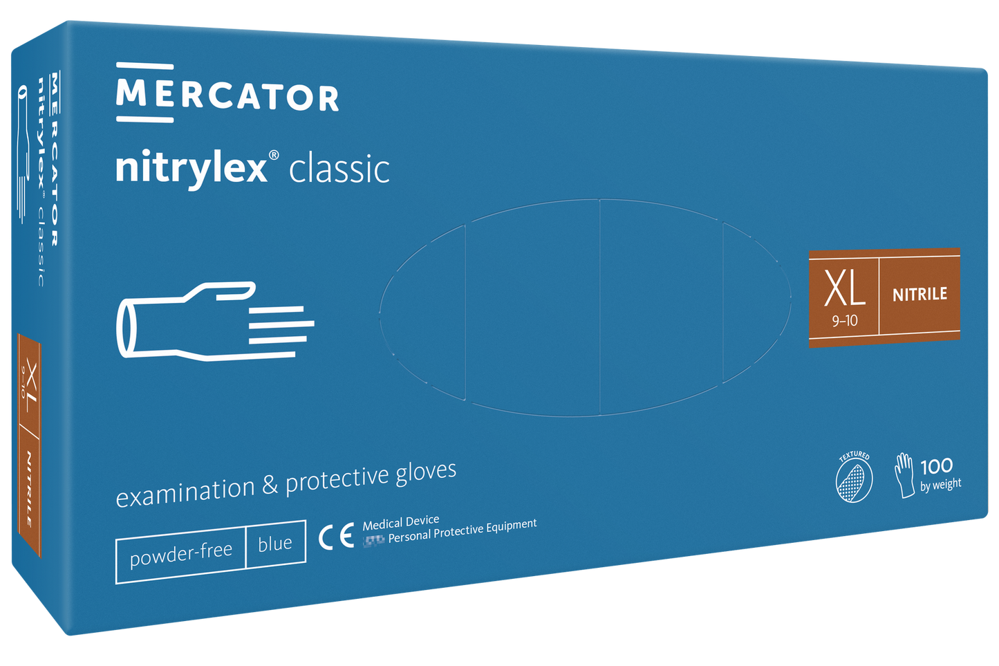Disposable gloves NITRYLEX Classic, nitrile, powder-free, blue, XL, 100 pcs.