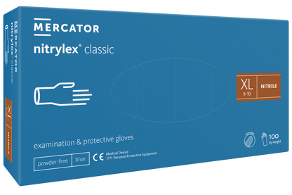 Disposable gloves NITRYLEX Classic, nitrile, powder-free, blue, XL, 100 pcs.