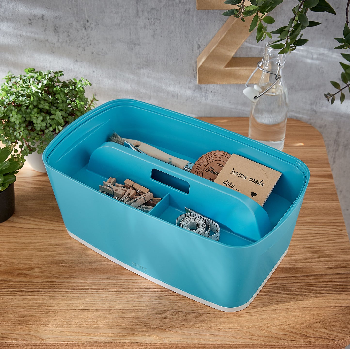 Daiktadėžė Cosy L:MyBox su skyriais, maža, mėlynos sp.
