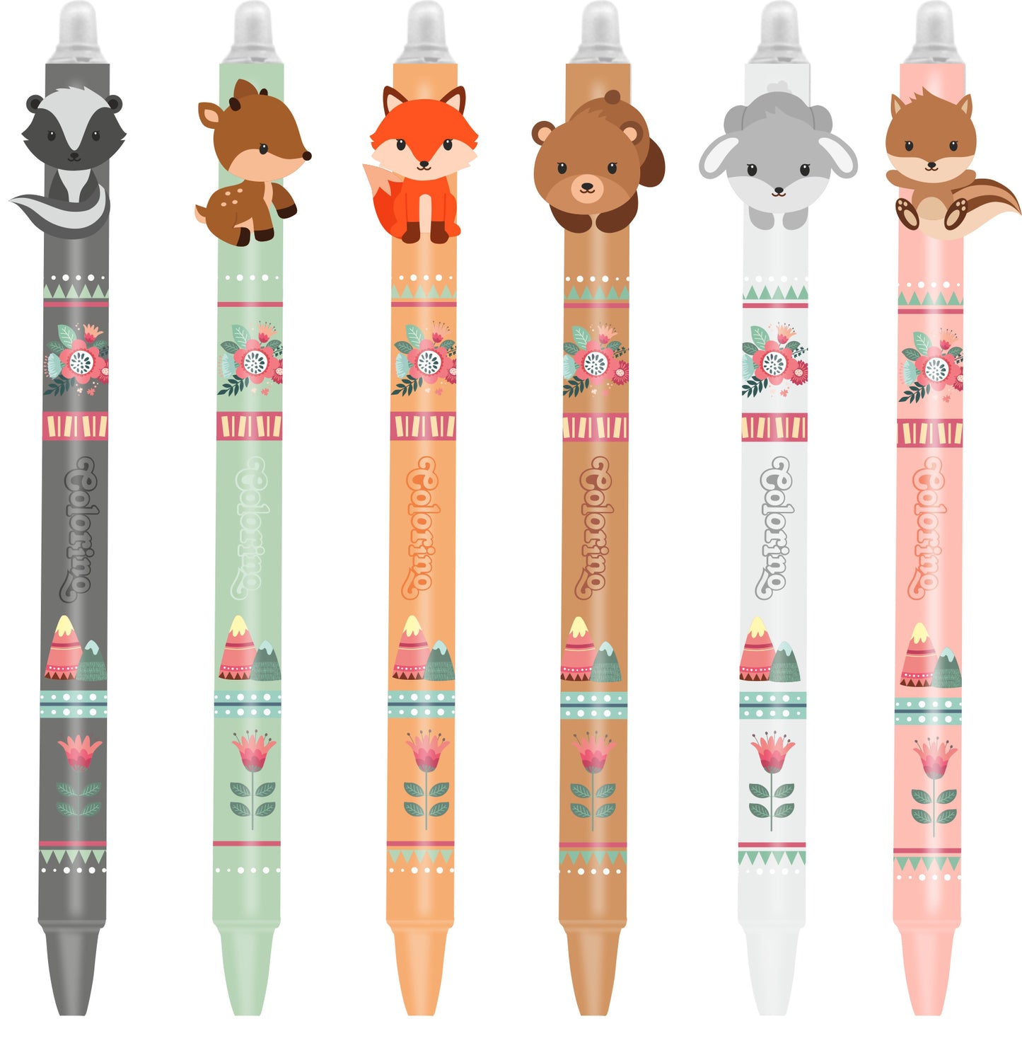 Automatic erasable pen COLORINO Little Foxes 0.5mm, blue.