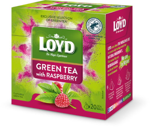 Green tea LOYD, raspberry flavor, 20 x 1.5g