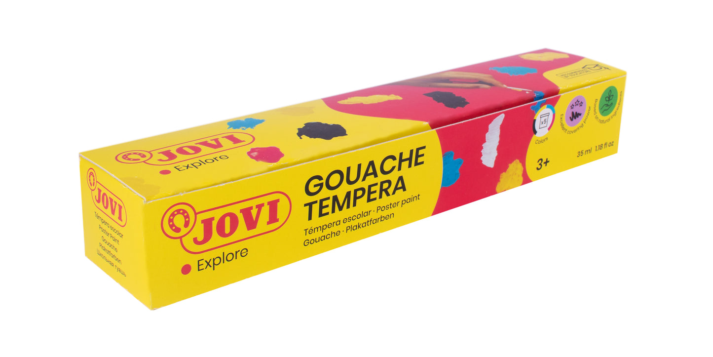 Guašas tempera JOVI, 35ml, 5 spalvų rinkinys su teptuku