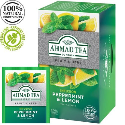 Herbal tea AHMAD PEPPERMINT &amp; LEMON 20 sachets of 1.5g