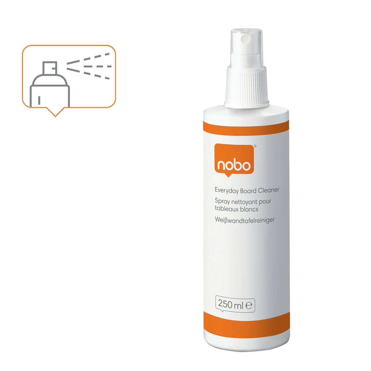 Whiteboard cleaning liquid NOBO EVERYDAY, spray, 250 ml