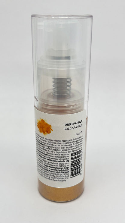 Maistiniai purškiami dažai PUMP SPRAY POWDER, auksinės spalvos, 10 g