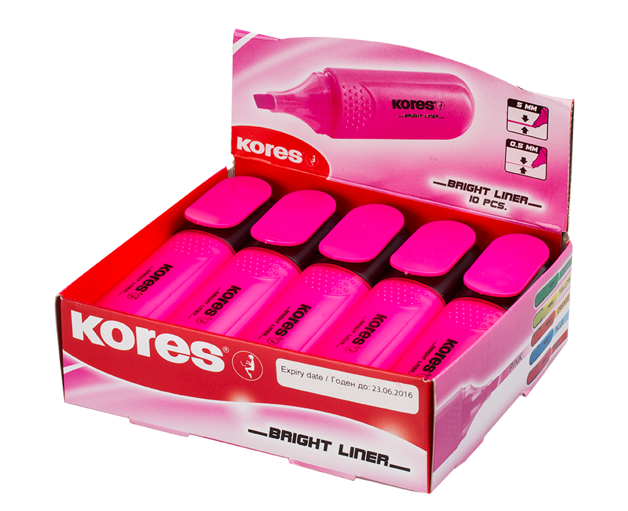 Text marker KORES BRIGHT LINER, pink