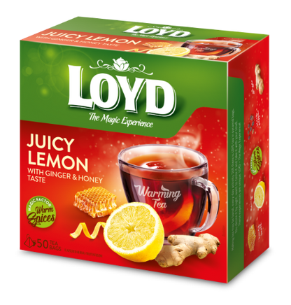 Vaisinės arbatos gėrimas LOYD imbiero ir medaus skonio, 50 x 2g