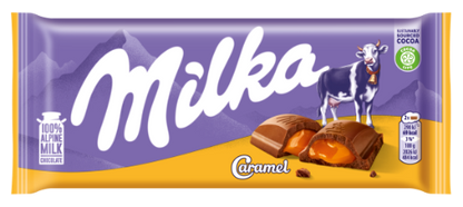 Pieninis šokoladas iš Alpių pieno MILKA, su karamelės įdaru, 100 g, N