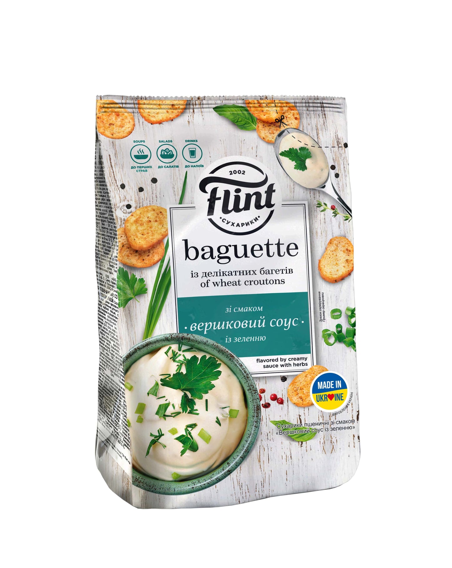 Crumbs FLINT, Baguette, cream sauce and herbs flavor, 90 g