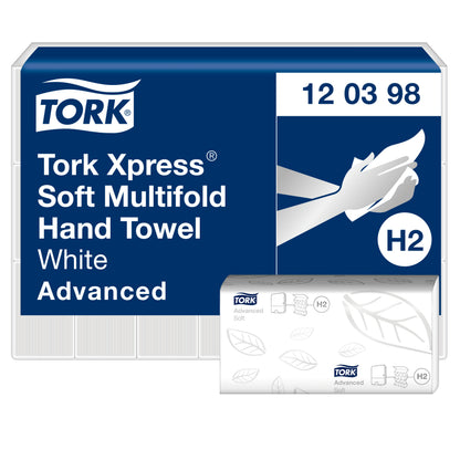 Popieriniai rankšluoščiai TORK H2 Xpress Multifold Soft, 2 sl., baltos sp., 180 serv., 120398