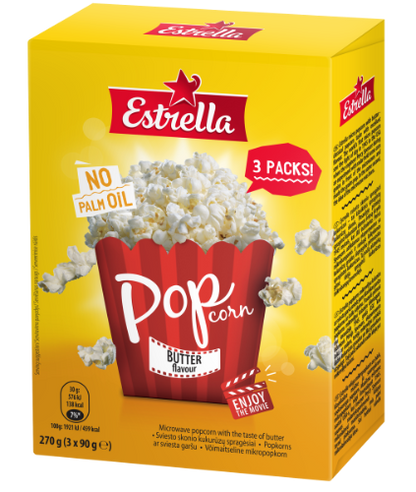 Kukurūzų spragėsiai ESTRELLA, sviesto skonio, 3*90g