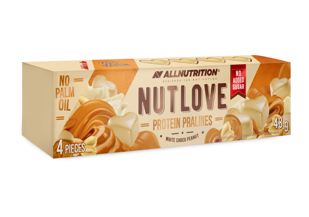 Protein white chocolate candies NUTLOVE ALLNUTRITION with nut filling, 48g