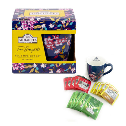 Arbatos rinkinys Ahmad, Tea Bouqet su puodeliu, dėžutėje, 15vnt