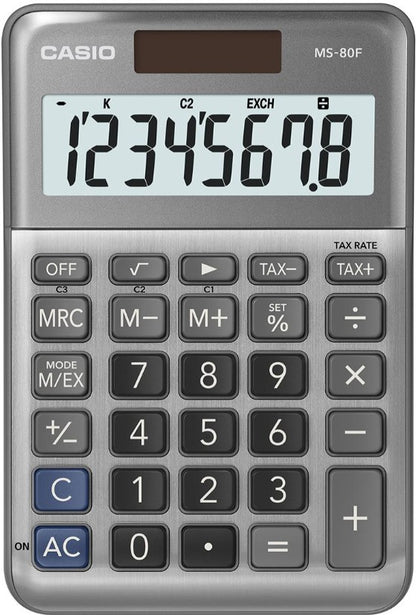Stalinis skaičiuotuvas CASIO MS-80F, metalinis korpusas