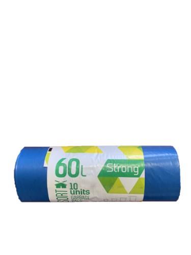 Šiukšlių maišai, SORTEX, 60 l, 30 mkr., 60 x 75 cm, mėlyna sp., 10 vnt.
