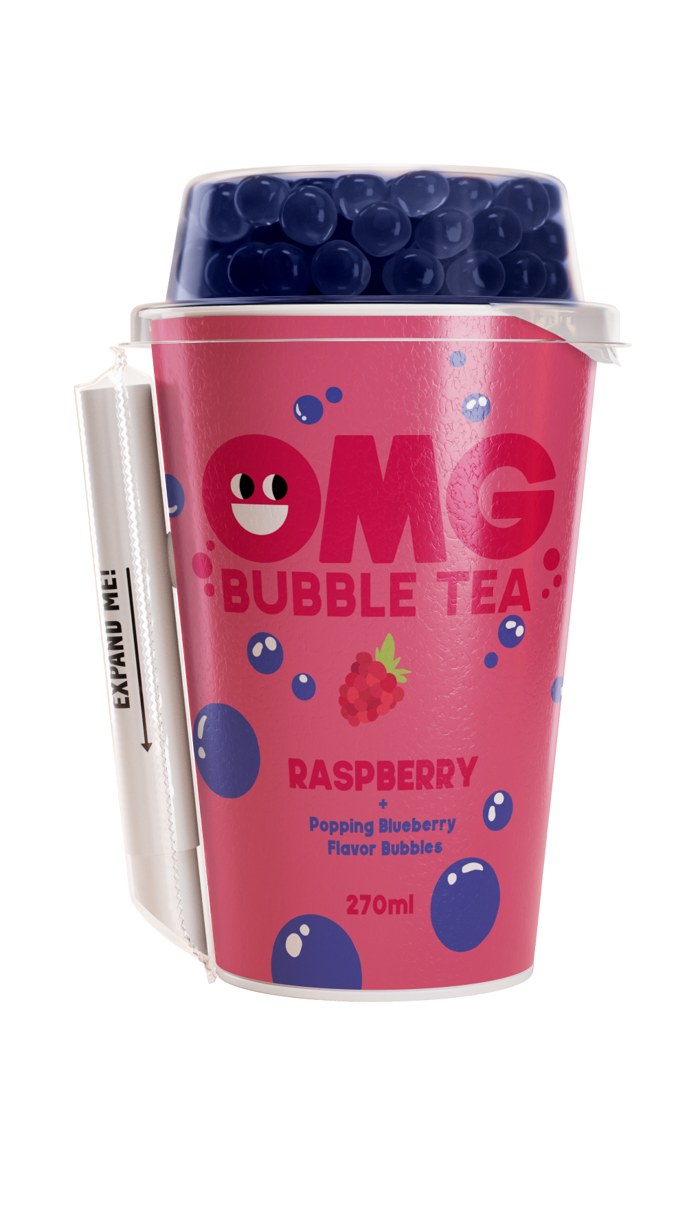 Arbatos gėrimas OMG, aviečių skonio su mėlynių burbuliukais, 270 ml