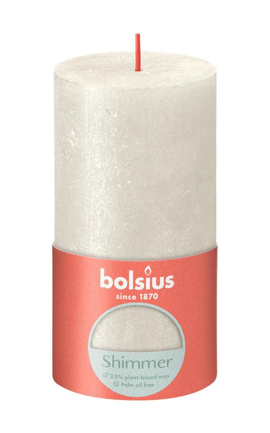 Žvakė - cilindras RUSTIC, dramblio kaulo, D 6,8 cm, H 13 cm, vnt